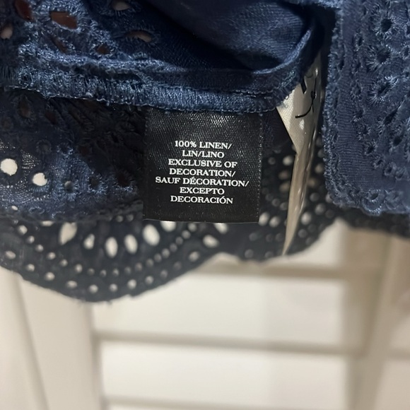 Ann Taylor Navy Linen Top - Size L - Picture 5 of 5